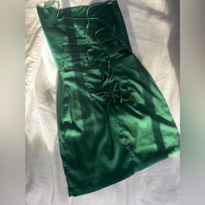 Satin emerald dress